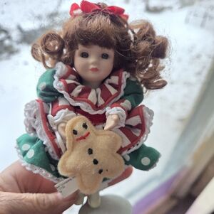 6" Knickerbocker Porcelain Doll with Gingerbread Plush